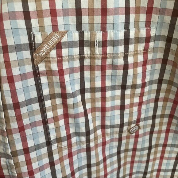 ECKO UNLTD Men's Button Down Plaid Short Sleeve 100% Cotton Shirt Size Large - Picture 5 of 10